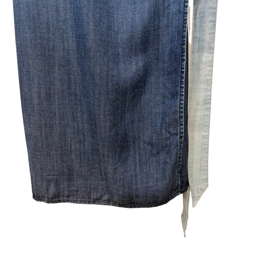 Standards & Practices Chambray Wrap Dress Women’s Size Medium Blue Bell Sleeve - Picture 6 of 15